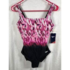 Reebok One Piece Swimsuit Womens Size 6 Pink Black Athletic Training Swim NWT